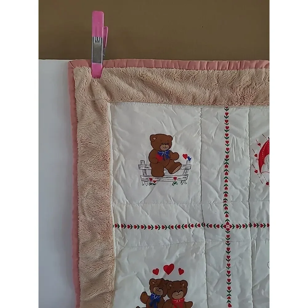 Baby Crib / Doll Luv Bears Vintage Block Quilt 20